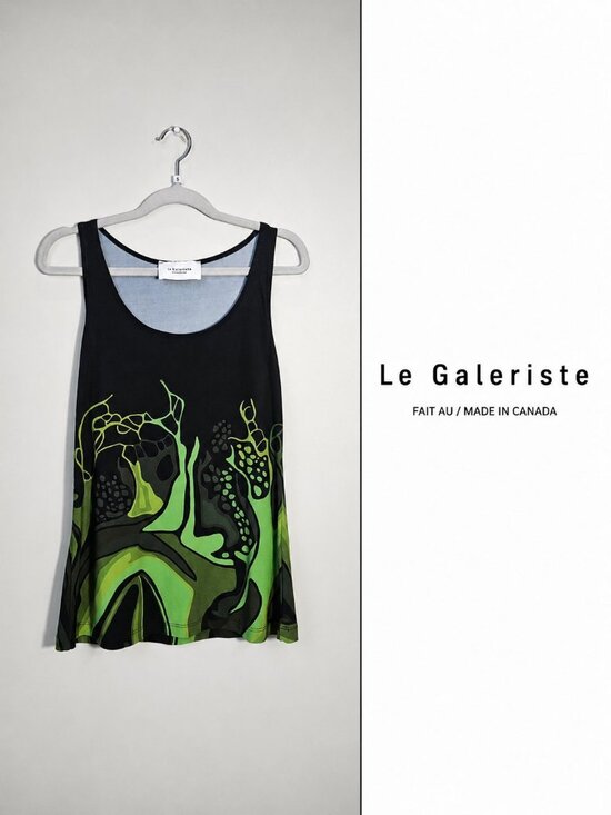 Le Galeriste Tops - Le Galeriste Canadian Artist Print Tank Top - Abstract Green & Black - Size S
